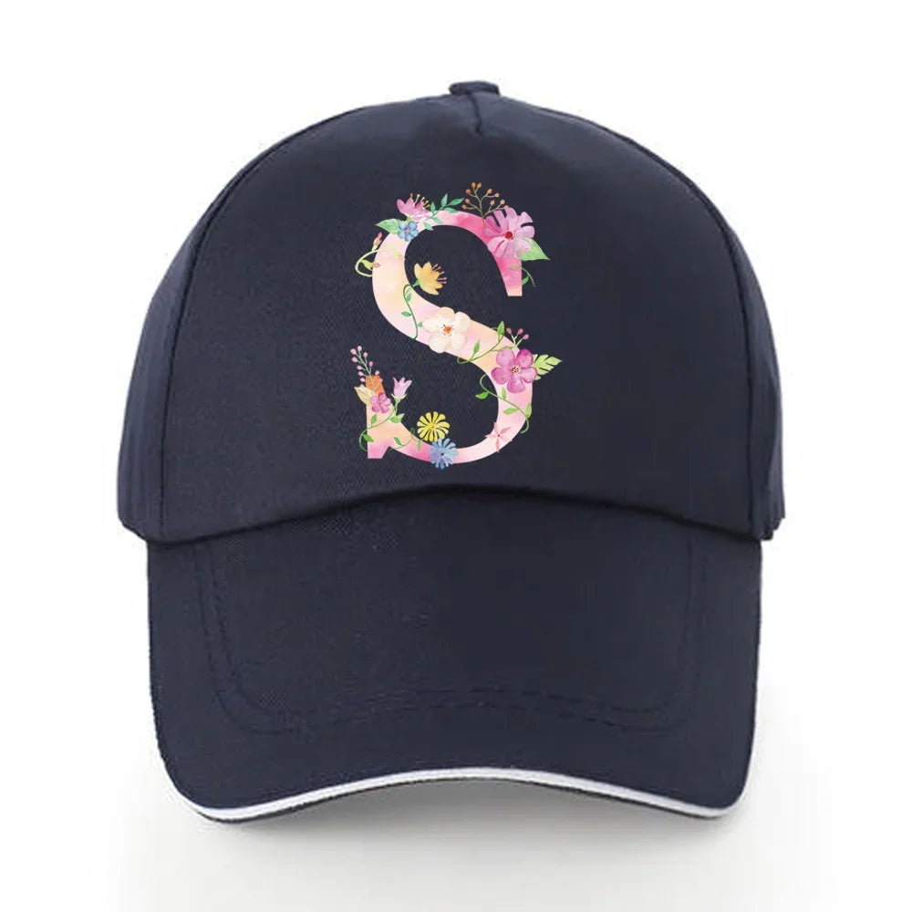 Men Baseball Cap Pure Cotton Adjustable Back Buckle Hat Pink Letter Print
