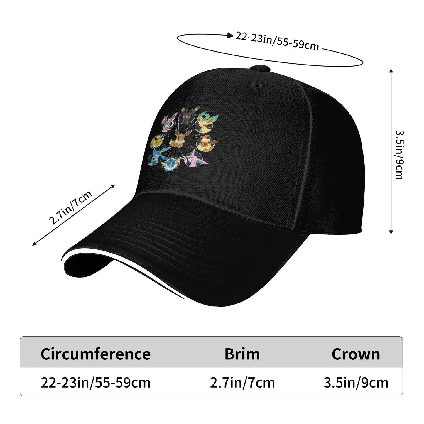 Pokemon Eevee Evolution Circle Casual Baseball Cap