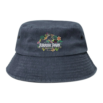 Trendy Jurassic Park Floral Tropical Fossil Logo Bucket Hat