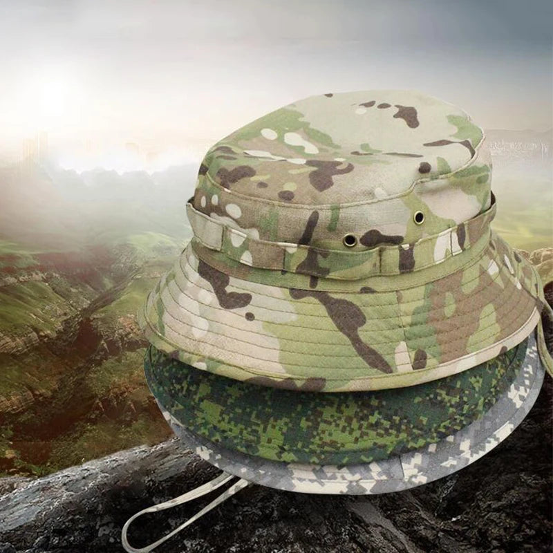 Men's Panama Hat Bucket Hat Tactical Sunscreen Camouflage Outdoor Travel Climbing