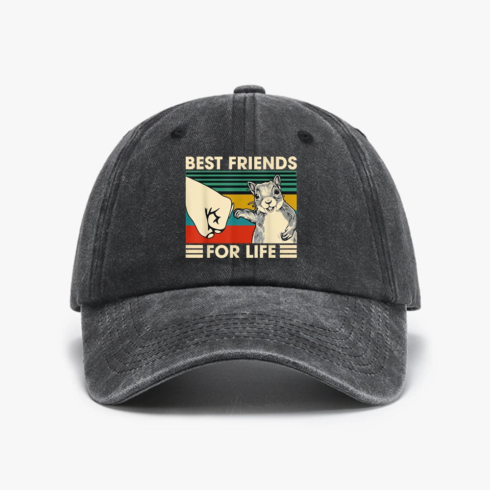 Funny Retro Vintage Squirrel Best Friend for Life Baseball Cap