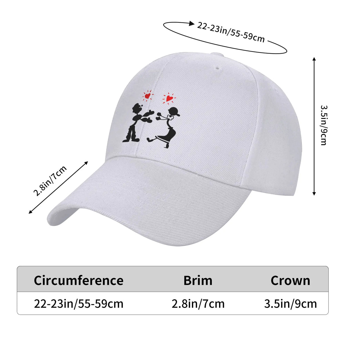 Fashion Popeyes And Olive Oyl Curved Brim Baseball Cap