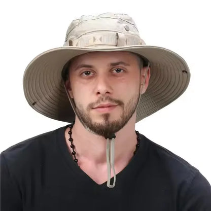 Summer Men Bucket Hat Wide Brim Panama Safari Hunting Hikingp