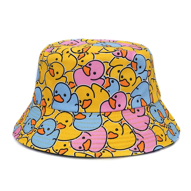 Summer Sun Hat Reversible Yellow Duck Bucket Hat
