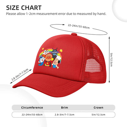 Adult A-Anpanmans Anime Trucker Hats Mesh Baseball Caps