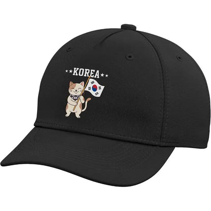 Cute Cat Holding South Korea Flag Adjustable Baseball Hat