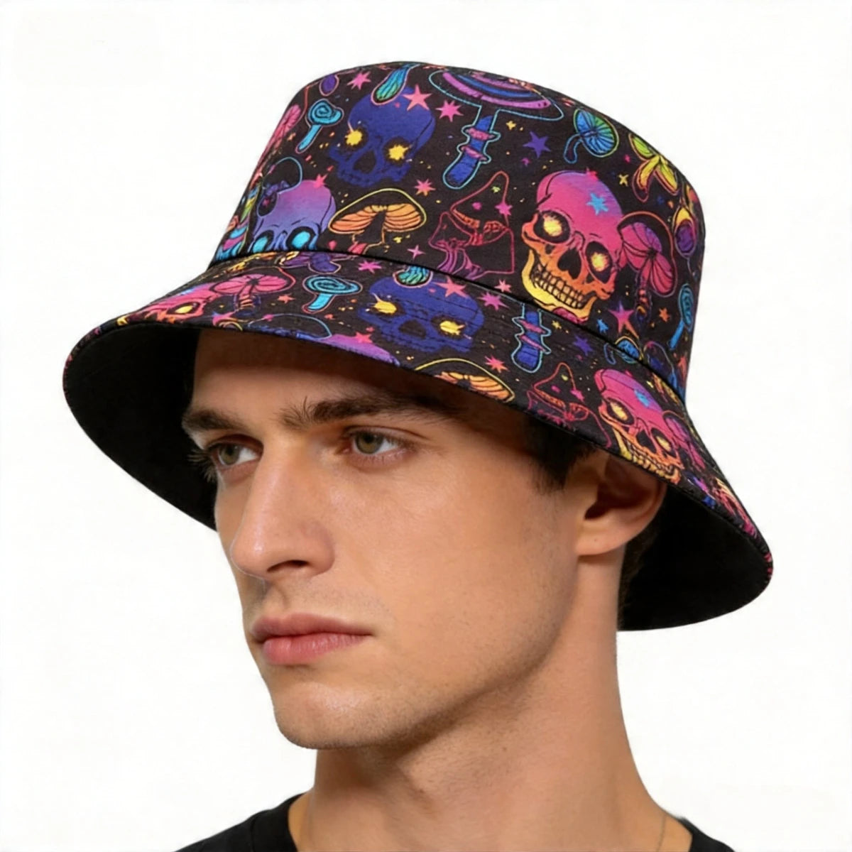 Skull Mushroom Pattern Bucket Hats