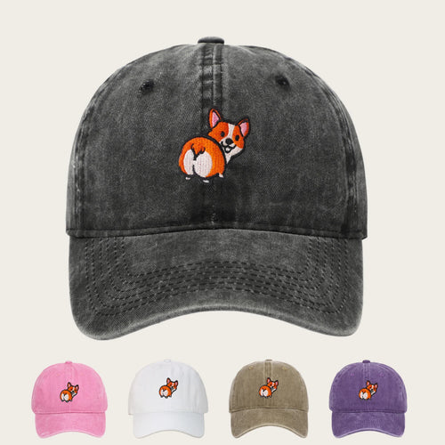 Fun Corgi Canine Embroidered Baseball Hats
