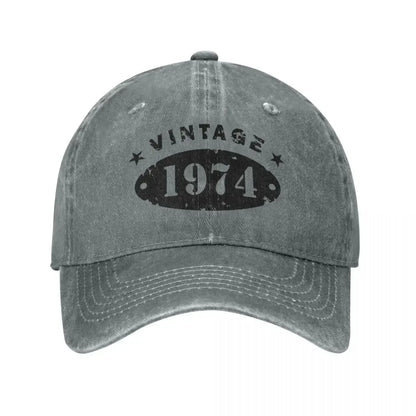 50 Years Old Retro 1974 People Baseball Caps Merchandise Classic Distressed Denim Washed