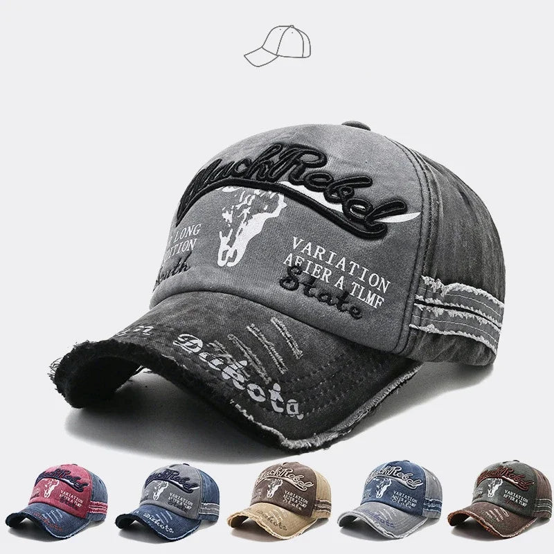 Practical Men Baseball Cap Women Retro Canvas Denim Letters Patchwork Vintage