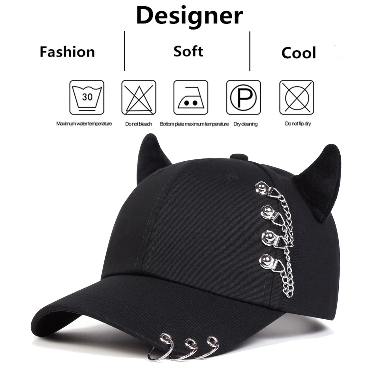 Unisex Circular Lron Ring Cow Horn Personality Baseball Caps