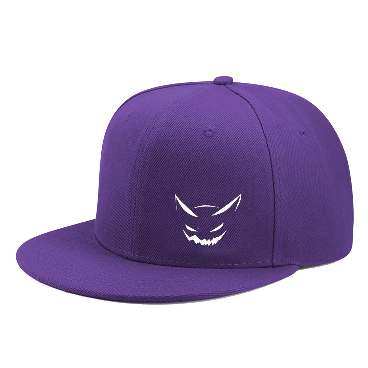 Cute Expression Printed Flat Brim Snapback Caps For Men And Women
