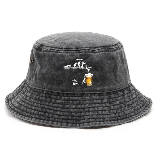 Party Humor Cotton Washed Bucket Hat Vintage Fishing Hat for Men