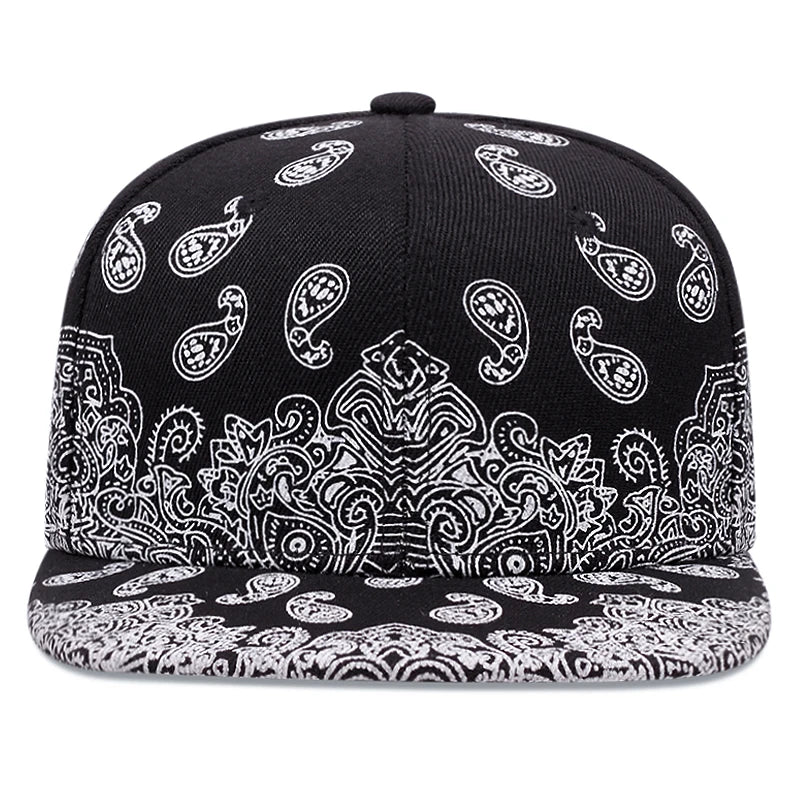 Men's Fashion Hip Hop Vintage Adjustable Cap Cashew Nut Flower Label Snapback Cap