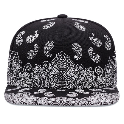 Men's Fashion Hip Hop Vintage Adjustable Cap Cashew Nut Flower Label Snapback Cap