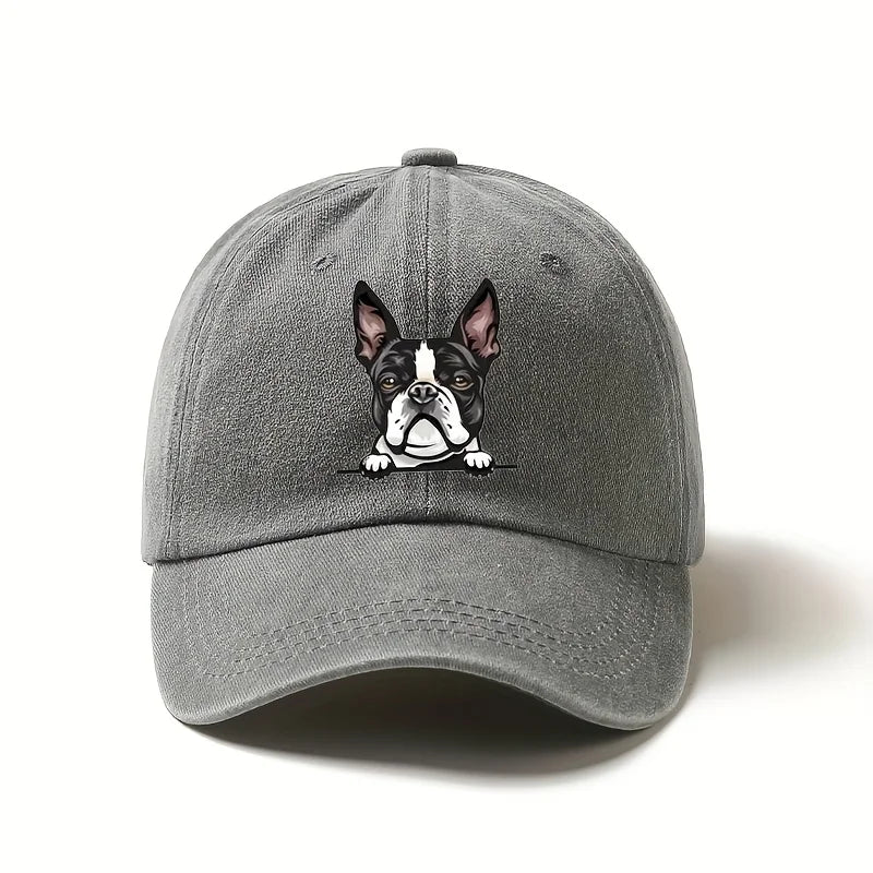 Cute Boston Dog Printed Baseball Hat