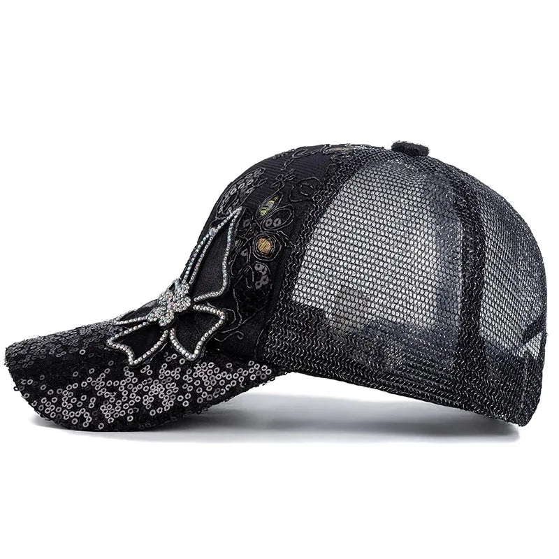 Unisex Butterfly Lace Glitter Baseball Caps