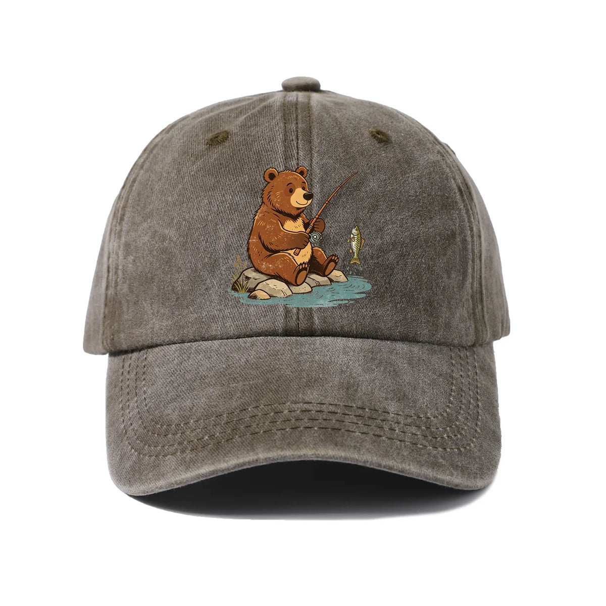 Woodland Bear Washed Baseball Cap