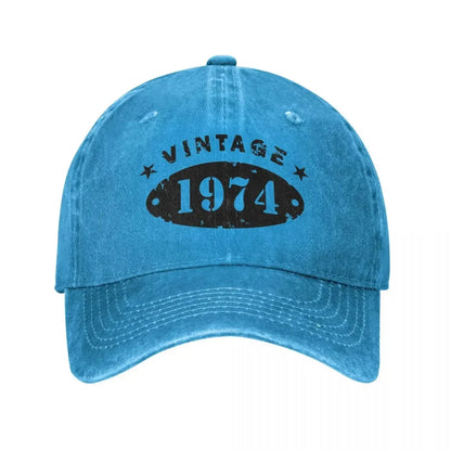 50 Years Old Retro 1974 People Baseball Caps Merchandise Classic Distressed Denim Washed