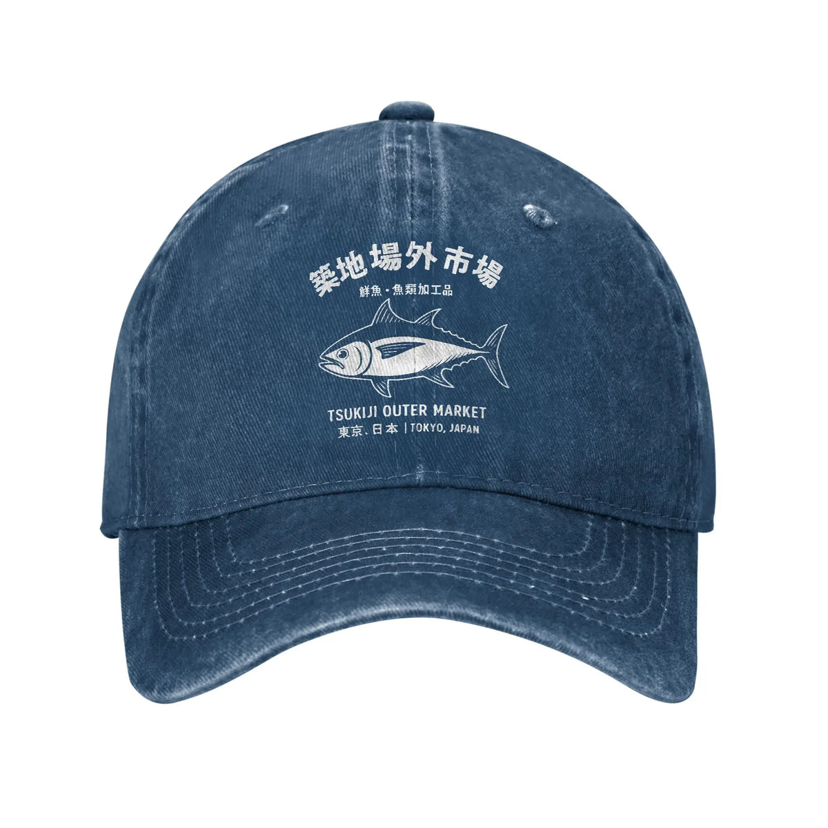Tokyo Tsukiji Tuna Fish Washed Baseball Cap