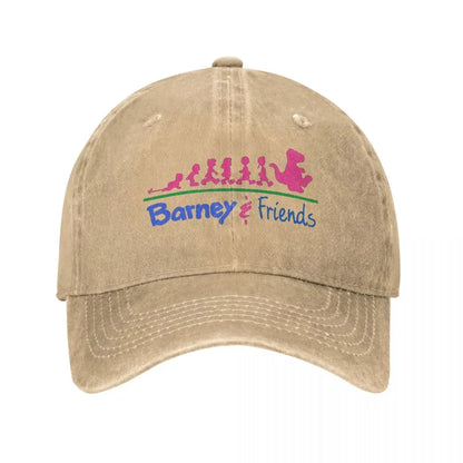 Vintage Washed Cotton Barney Friends Dinosaur Cartoon Baseball Cap