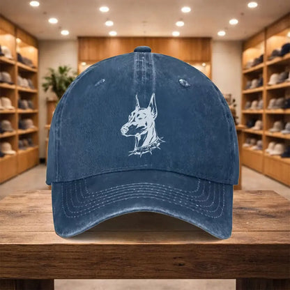 Doberman Washed Denim Baseball Cap