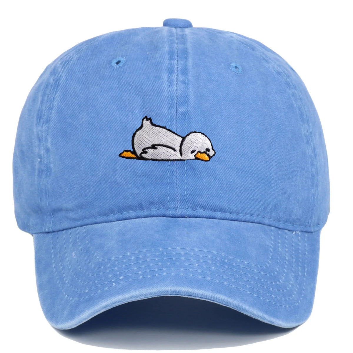 Cute Lazy Duck Washed Embroidery Baseball Hats