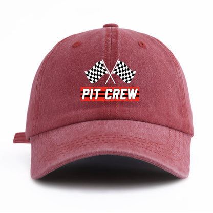 PIT CREW Print Washed Baseball Cap For Adults