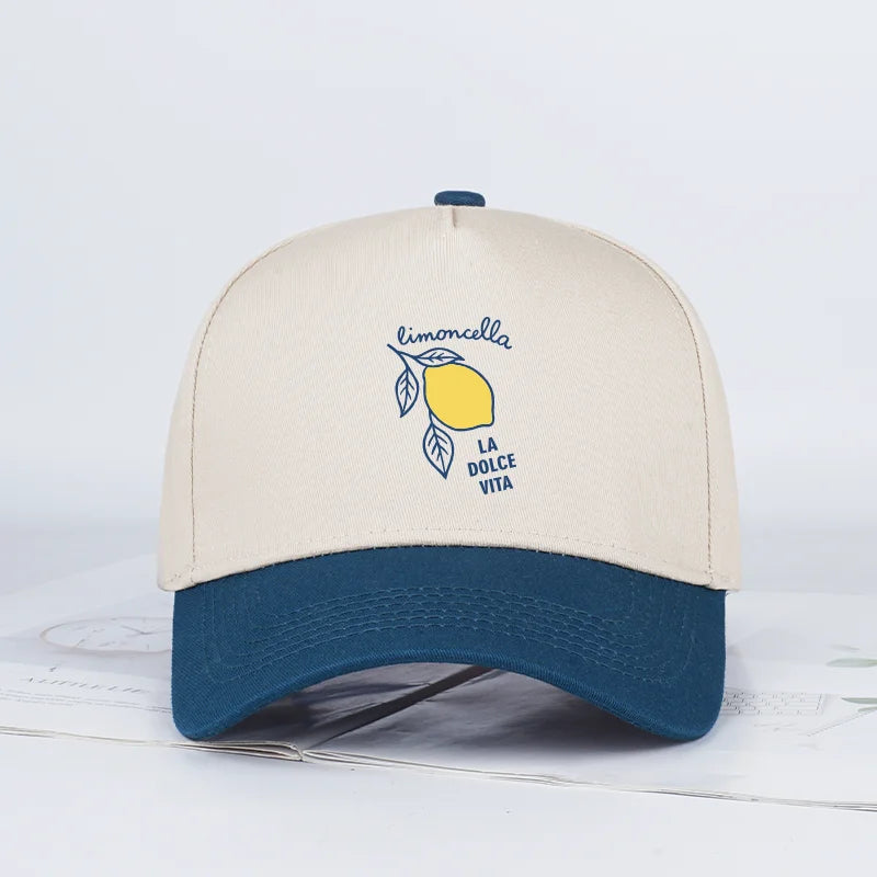 "Limoncello La Dolce Vita" Lemon Print Baseball Cap