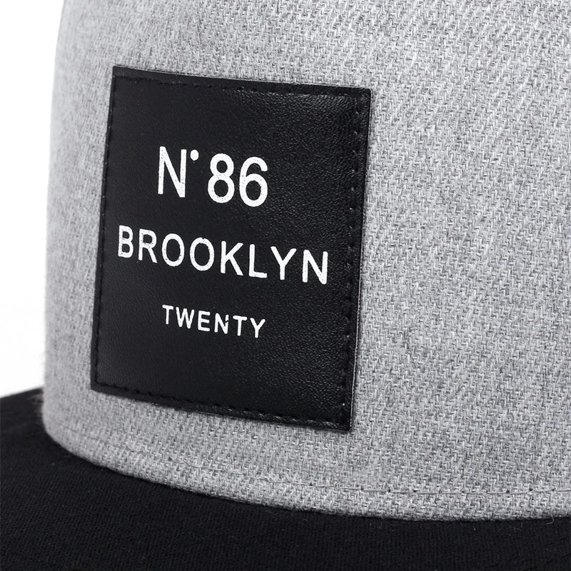 Men Women BROOKLYN Baseball Cotton Adjustable Snapback Hat Leather Label N86