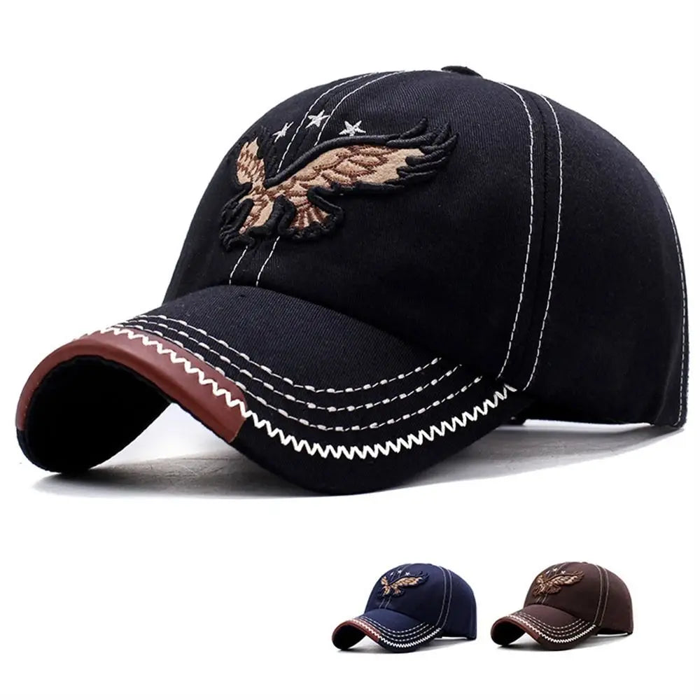 Fashion Embroidered Eagle Men Hat Breathable Adjustable Baseball Cap