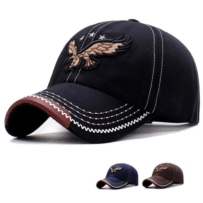 Fashion Embroidered Eagle Men Hat Breathable Adjustable Baseball Cap