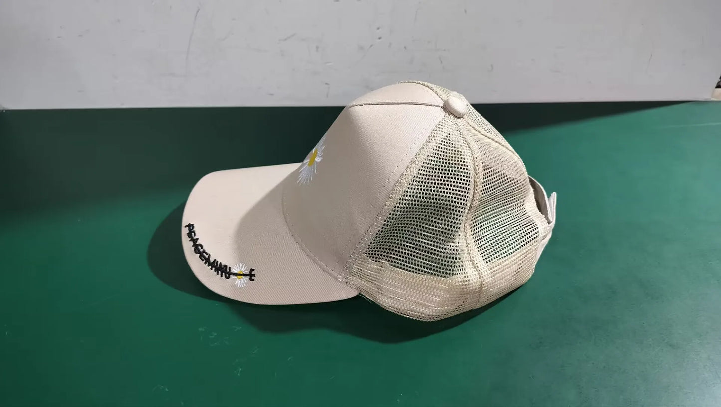 Summer Women Men Flower Embroidered Baseball Cap