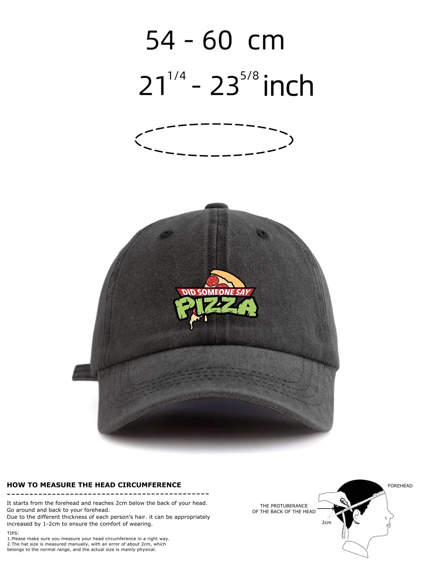 PIZZA Print Washed Baseball Cap For Adults