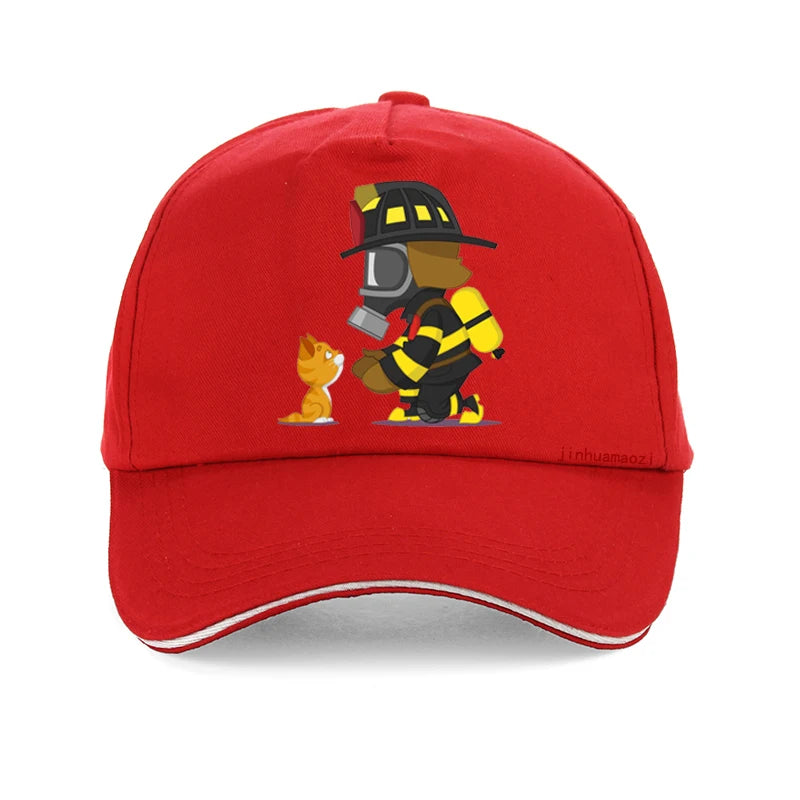 Rescues Kitten Men Baseball Cap Fashion Firefighter Hero Fight Fire