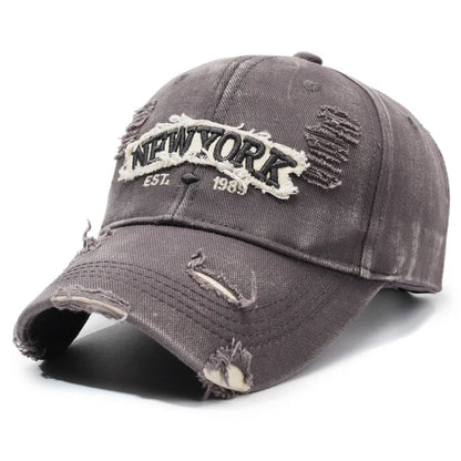 Letter New York Broken Hole Baseball Cap