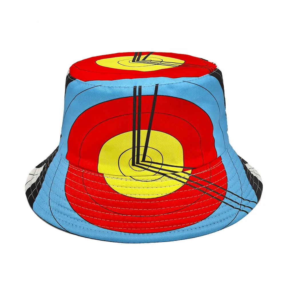 Target Bucket Hat Bow And Arrow Printing Fisherman Hats Double Sides For Men Women