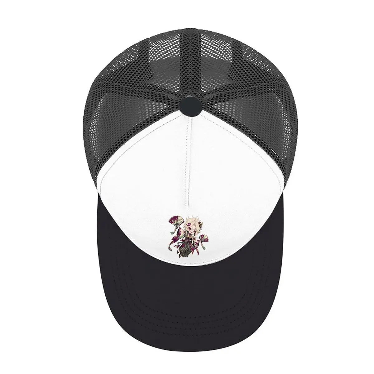 Playful Chibi Demon Fan Mascot Mesh Baseball Cap
