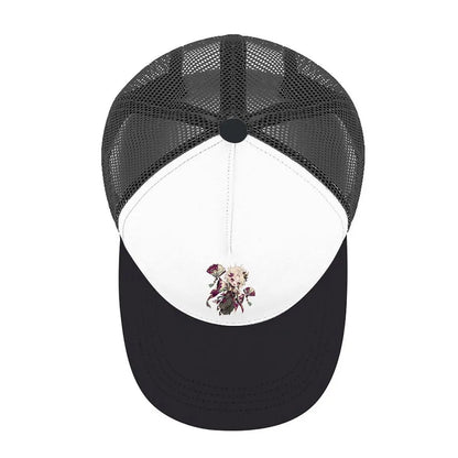 Playful Chibi Demon Fan Mascot Mesh Baseball Cap