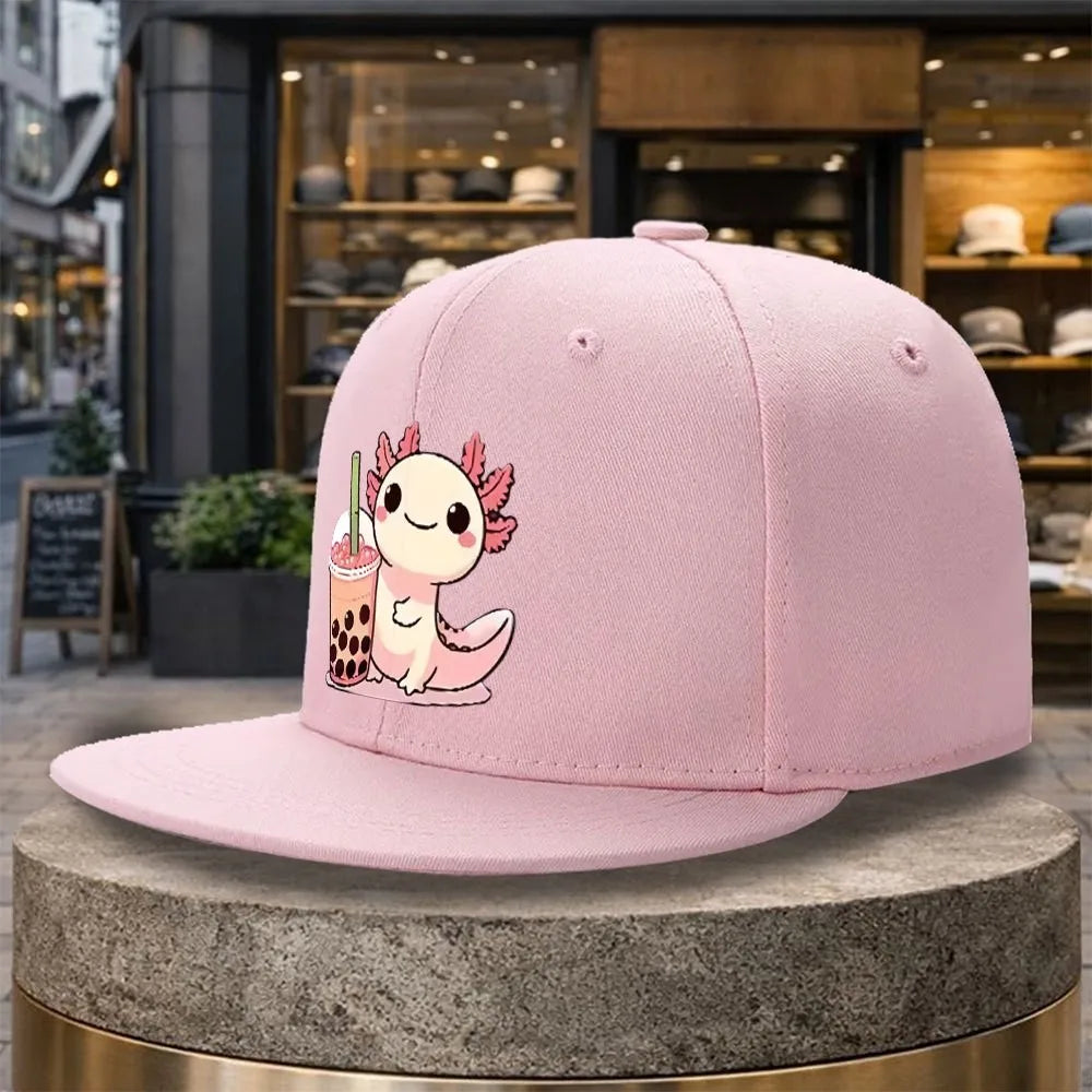 Cute Axolotl Boba Tea Kawaii Snapback Cap