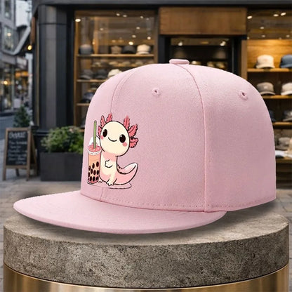 Cute Axolotl Boba Tea Kawaii Snapback Cap