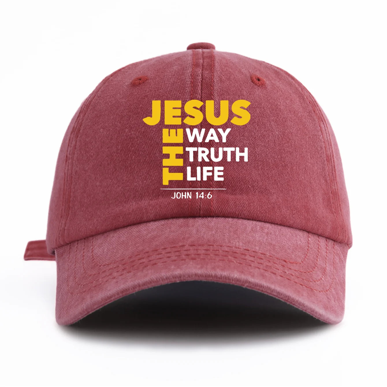 JESUS CROSS Print Washed Baseball Cap