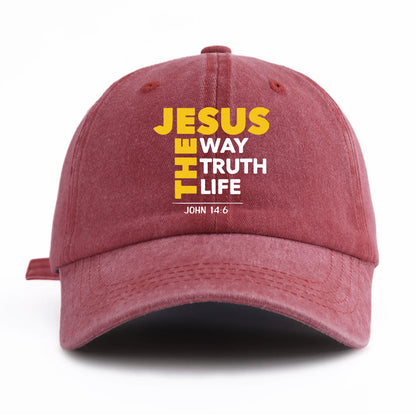 JESUS CROSS Print Washed Baseball Cap