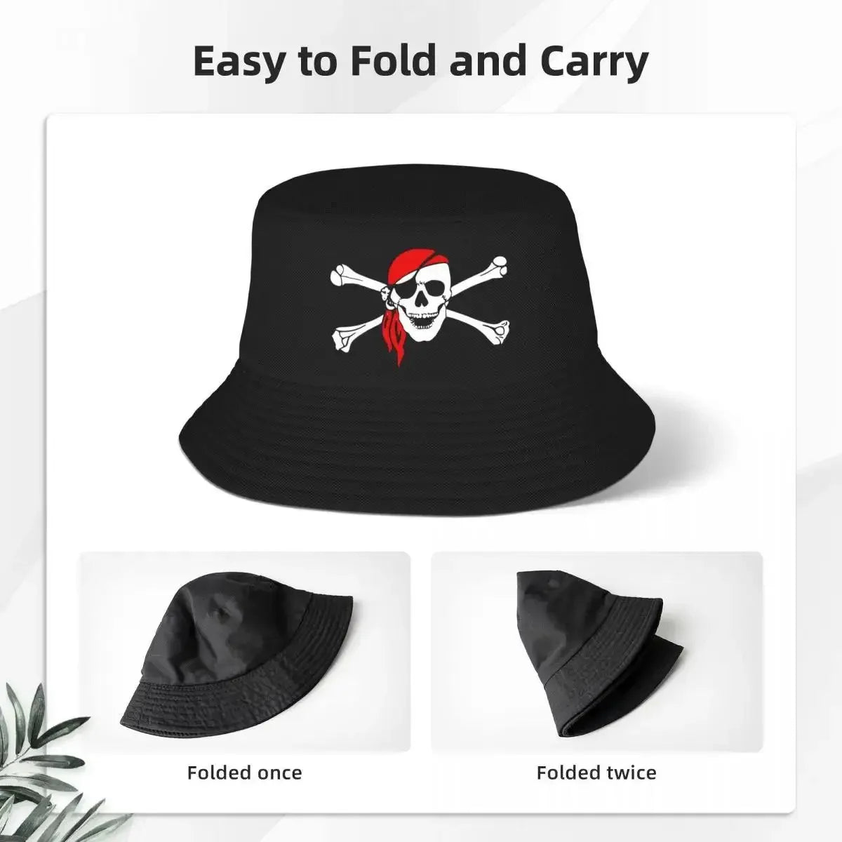 Custom Unisex Jolly Roger Skull Cross Bones Flag Bucket Hat