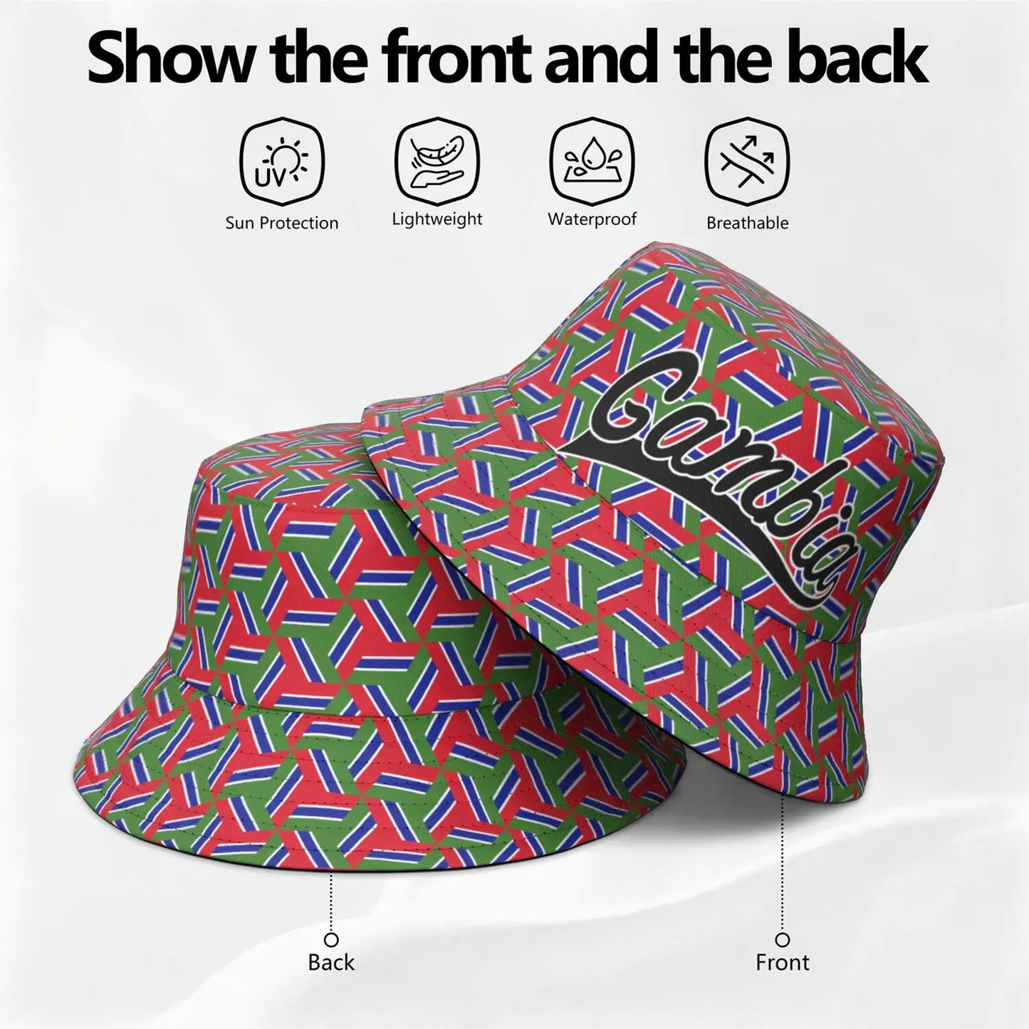 Gambia Fisherman Hats Free Custom Name Number Arab Team Logo Bucket Cap