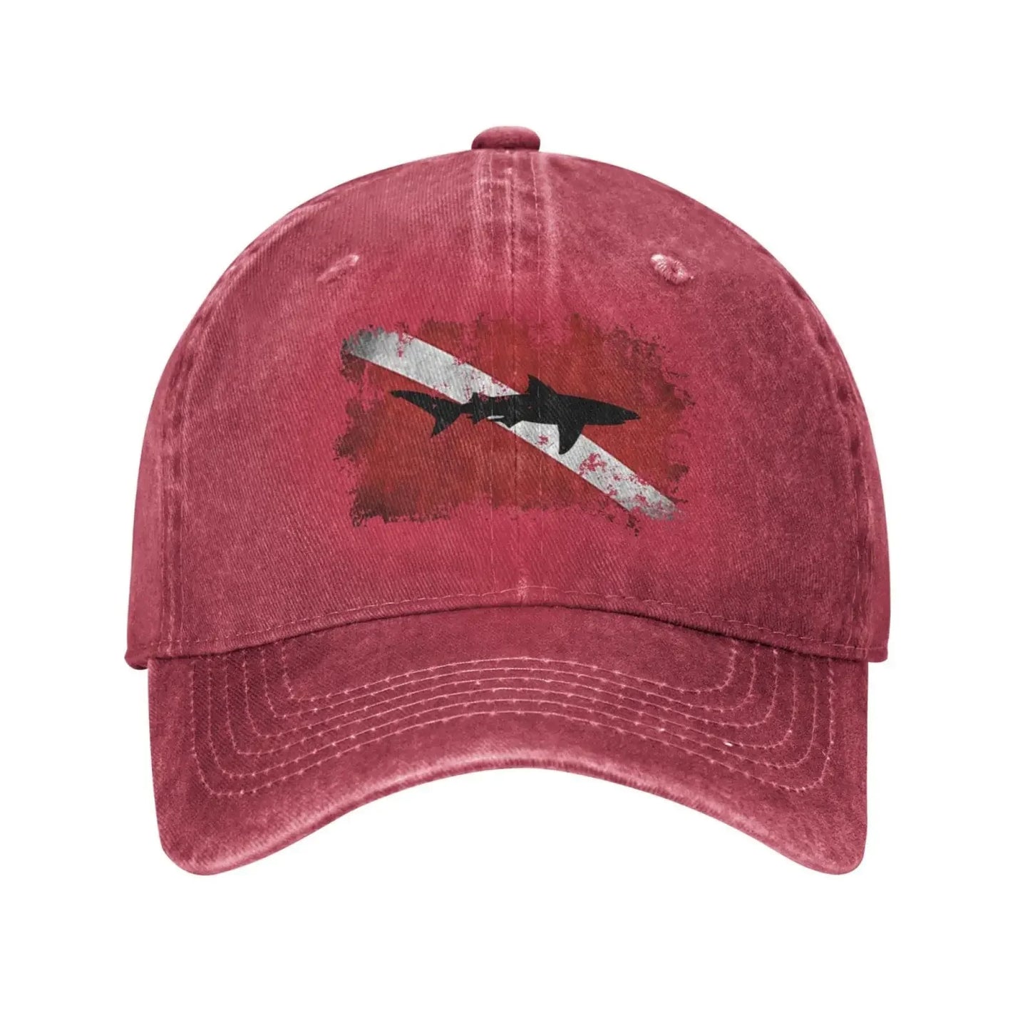 Vintage Shark Scuba Dive Flag Retro Sports Denim Cap Baseball Hat