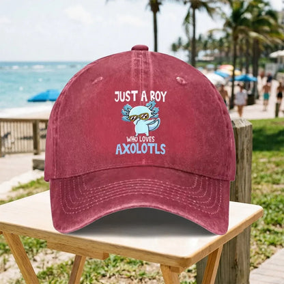 Funny Axolotl Vintage Washed Baseball Cap