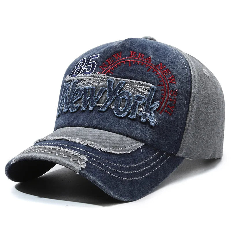 New York Embroidered Washed Distressed Baseball Cap