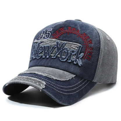 New York Embroidered Washed Distressed Baseball Cap