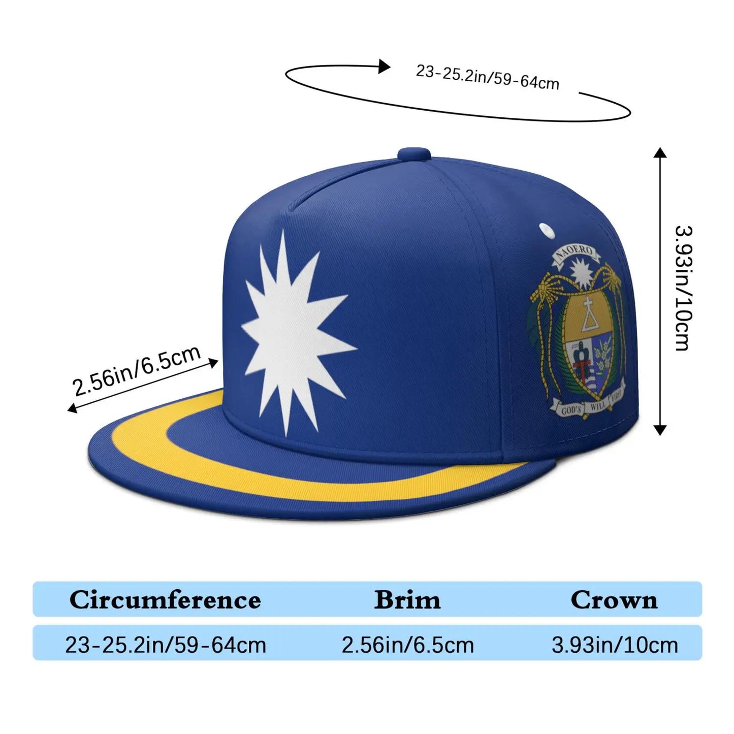 Nauru Free Custom Made Number Team Logo Snapback Cap